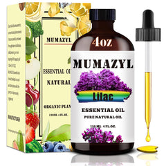 4 oz Lilac essential oil in amber glass bottle with dropper