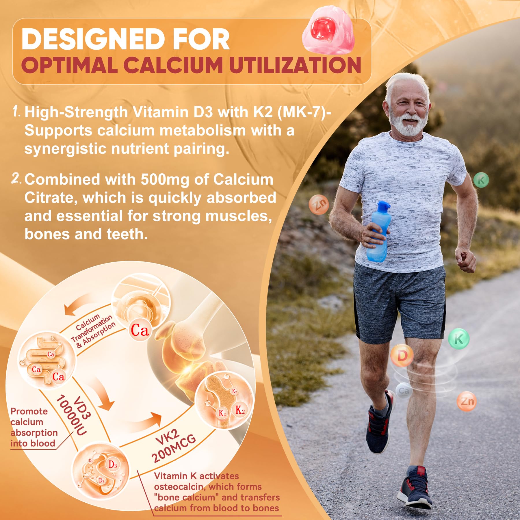 LILICARE D3K2 gummies with calcium magnesium zinc boost concept