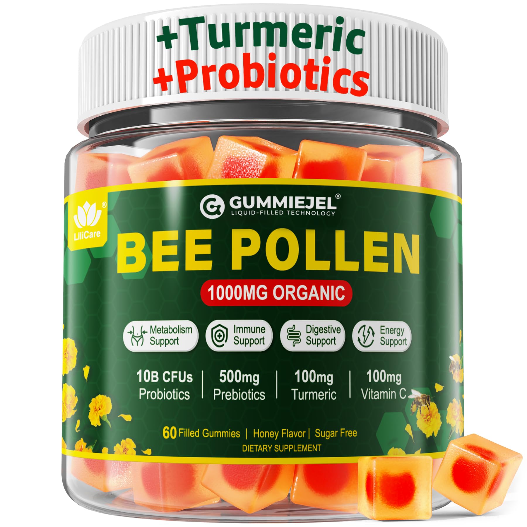 LILICARE Digestive Health & Weight Bee Pollen Gummies bottle front view