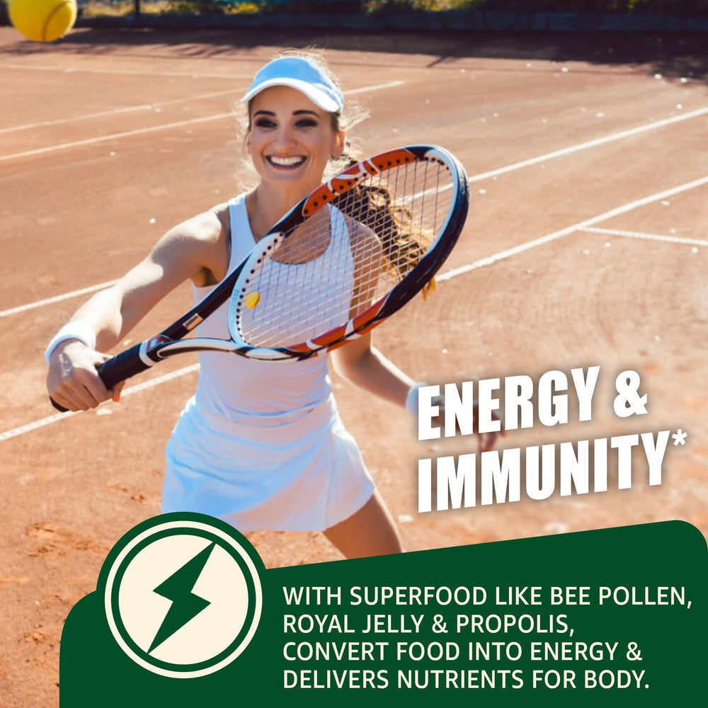 Nutrition label highlighting 1000 mg bee pollen per serving