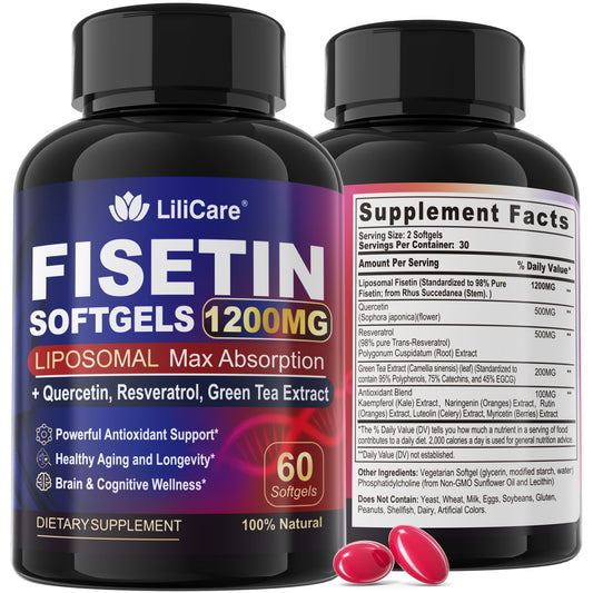 LILICARE Fisetin Liposomal Softgels bottle front view
