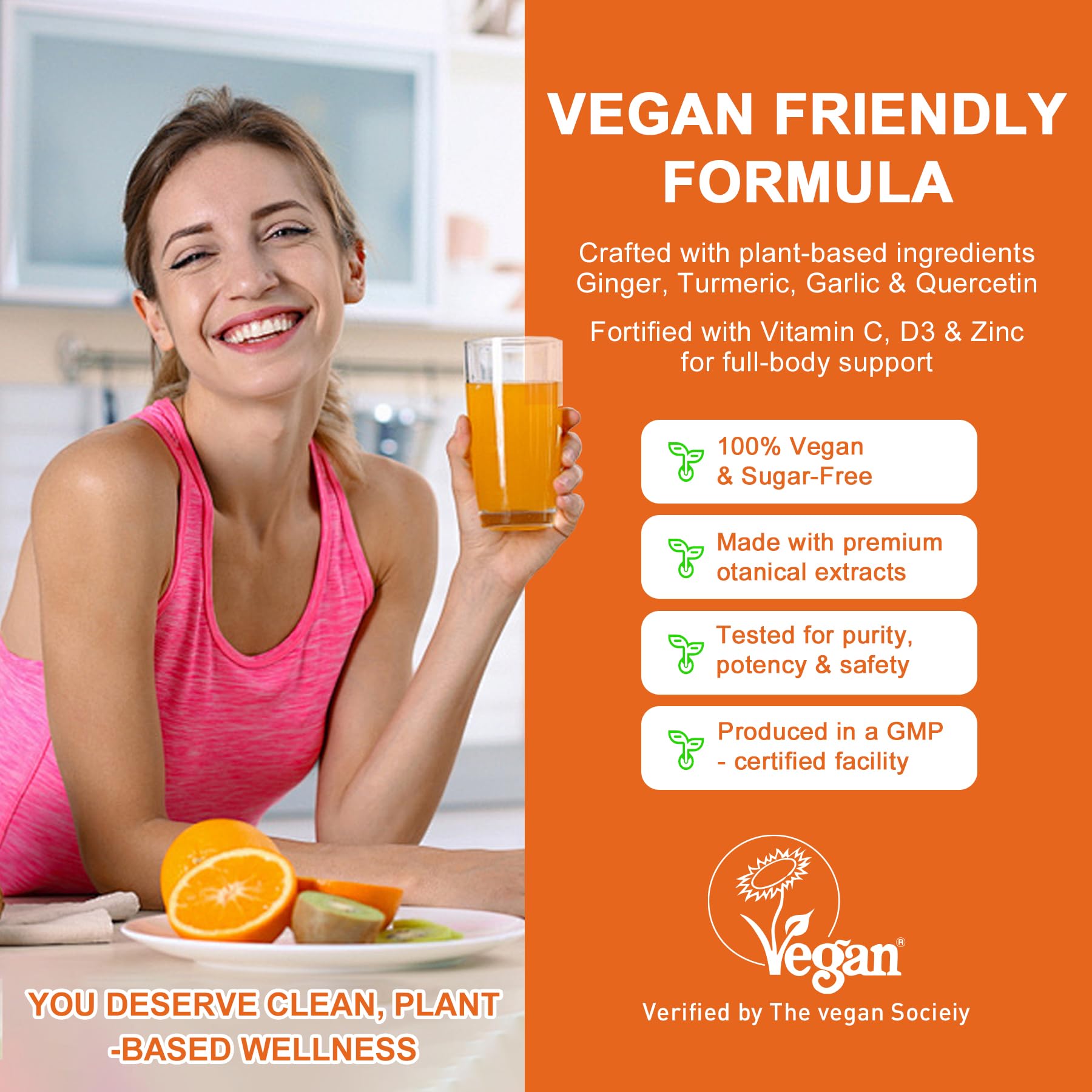 Vegan, non-GMO, gluten-free label on bottle