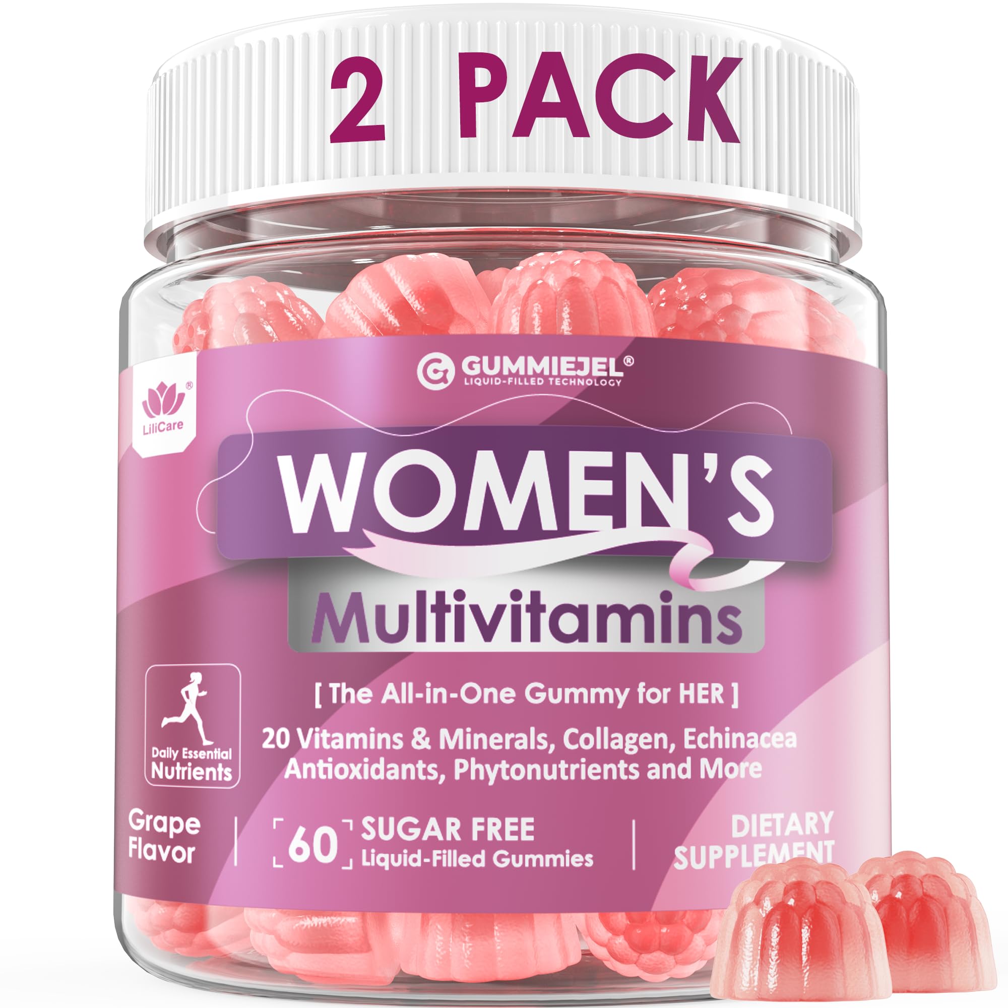 LILICARE women's multivitamin gummy bottle for daily vitality