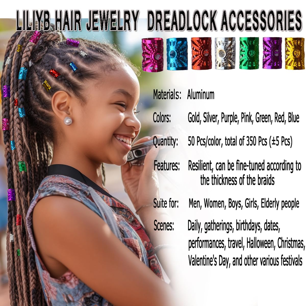 Liliyab aluminum dreadlocks rings are flexible for easy braiding and adjustments.
