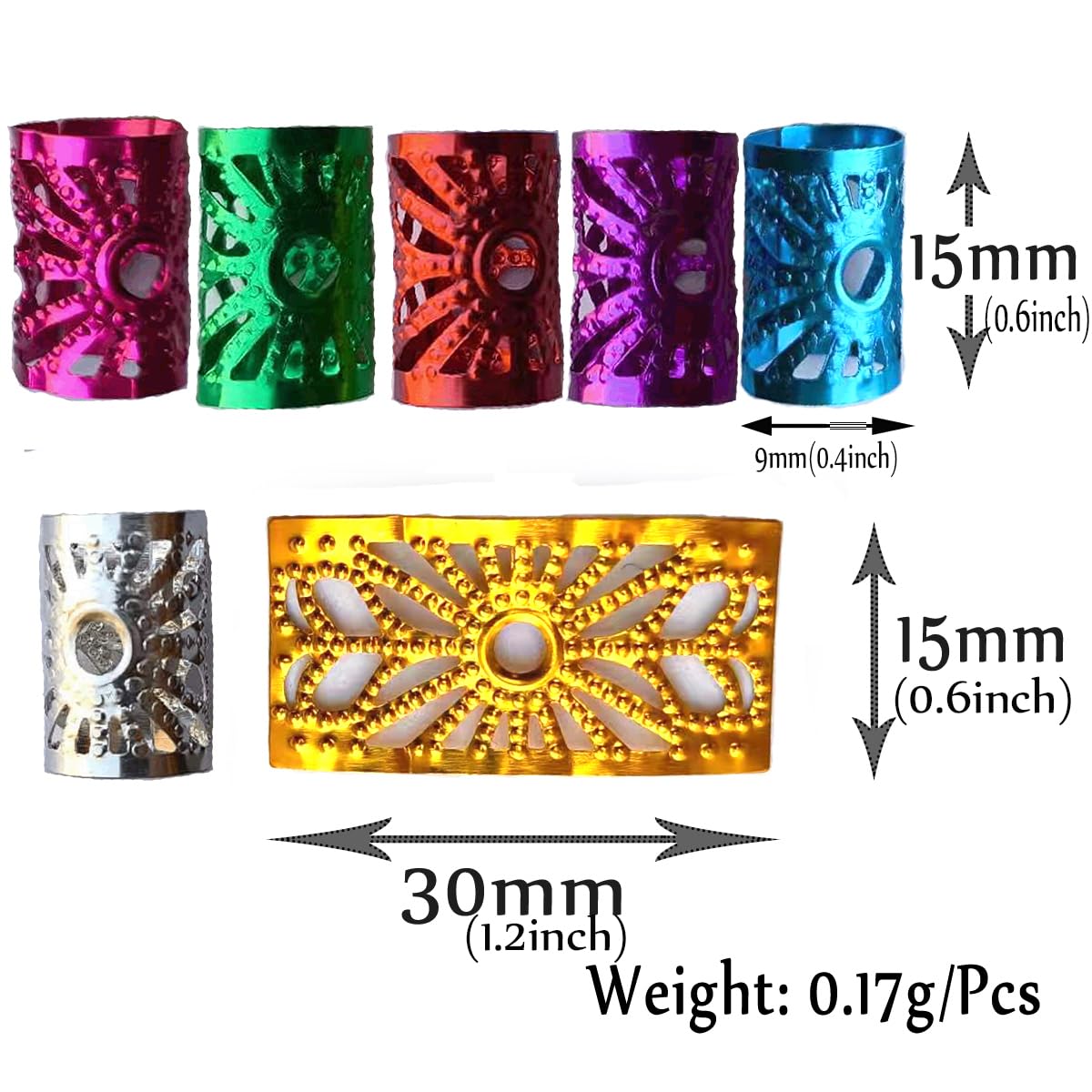 Liliyab hair cuffs size and dimensions help plan perfect braid accents.