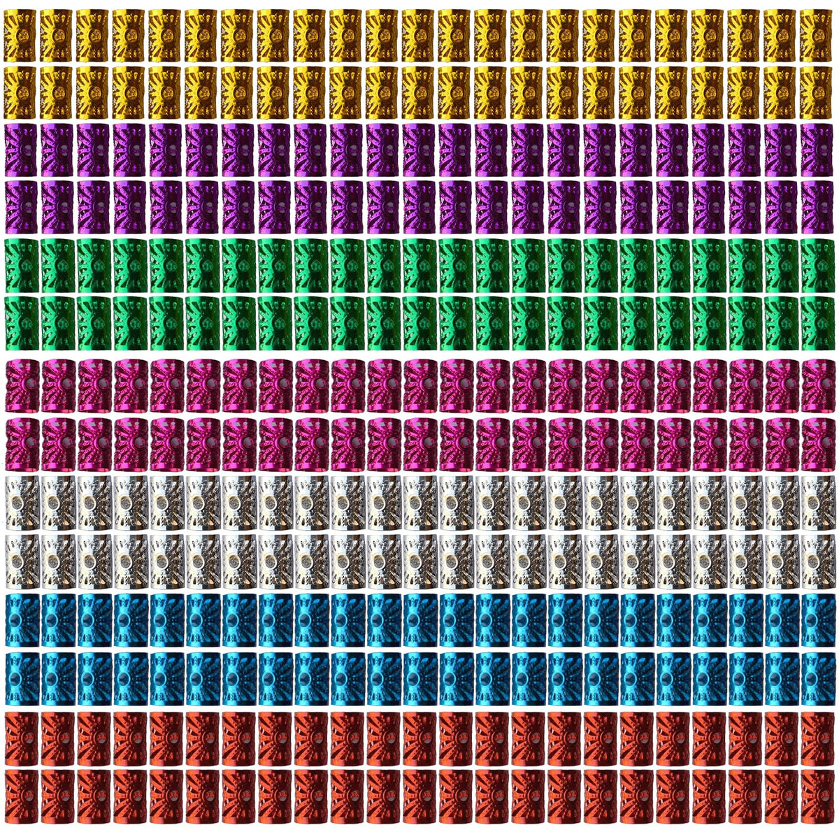 Liliyab hair jewelry 350pcs package with seven color options for braids.