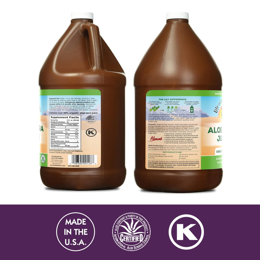 Close-up of Aloe Vera Inner Fillet juice ingredients