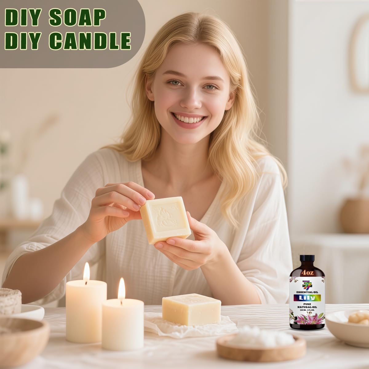 Lily Essential Oil label indicating 100% pure plant extract