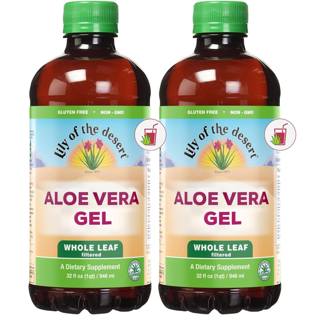 Hero image: Lily of the Desert Whole Leaf Aloe Vera Juice 2-pack 32 oz bottles