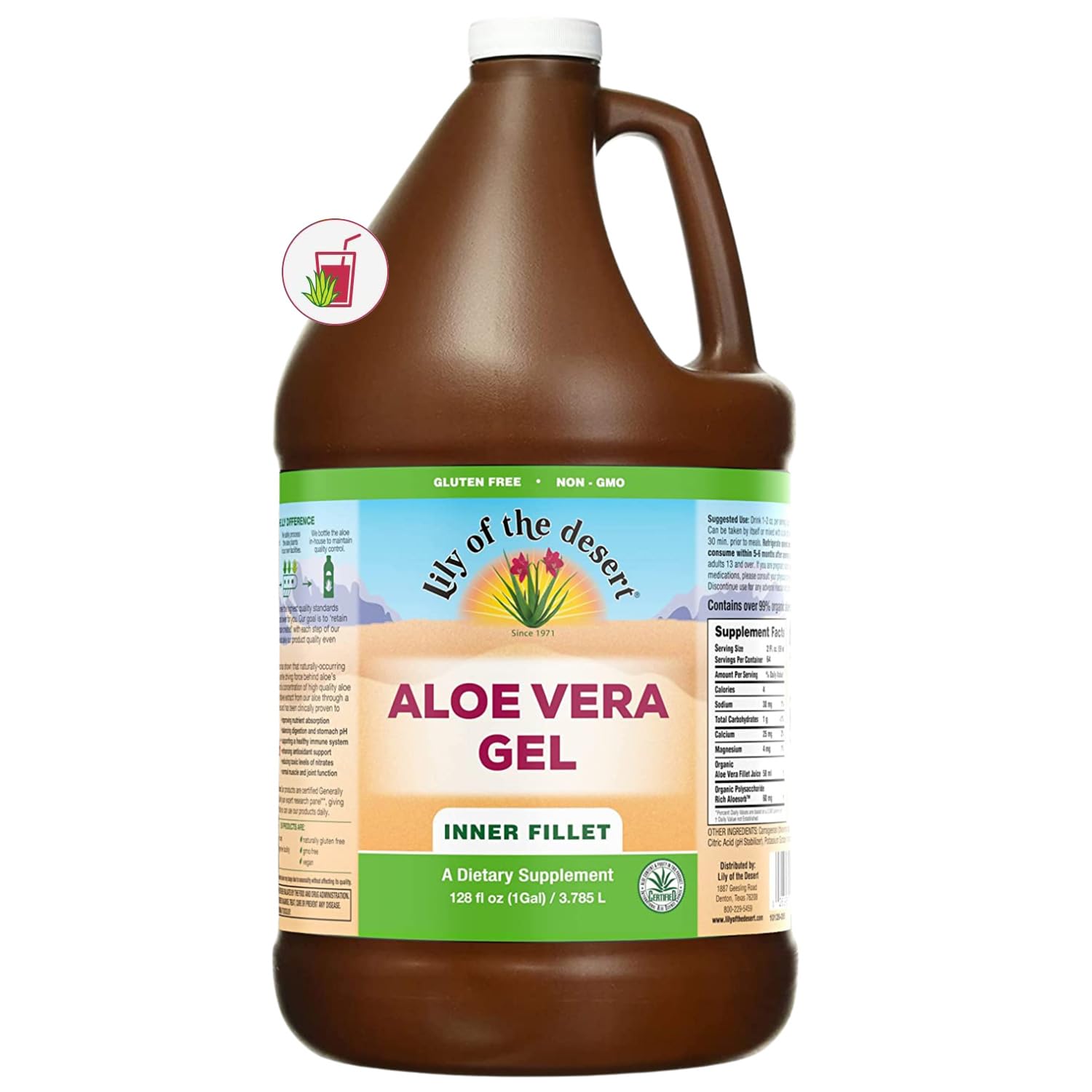 Lily of the Desert Aloe Vera Gel bottle with Inner Fillet label