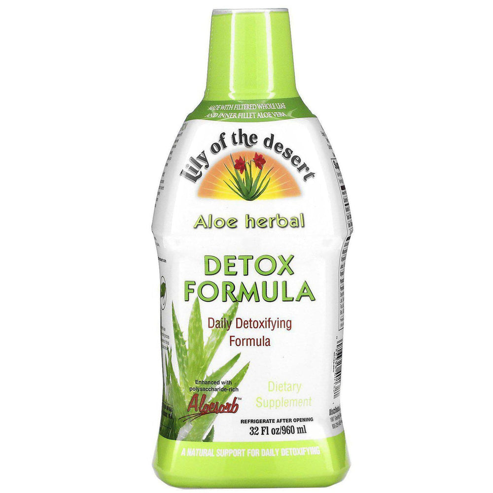Front view of Lily of the Desert Aloe Vera Herbal Detox Formula 32 oz bottle