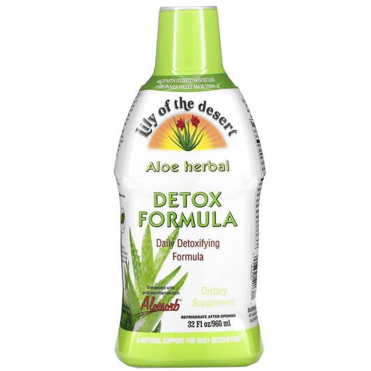 Front view of Lily of the Desert Aloe Vera Herbal Detox Formula 32 oz bottle