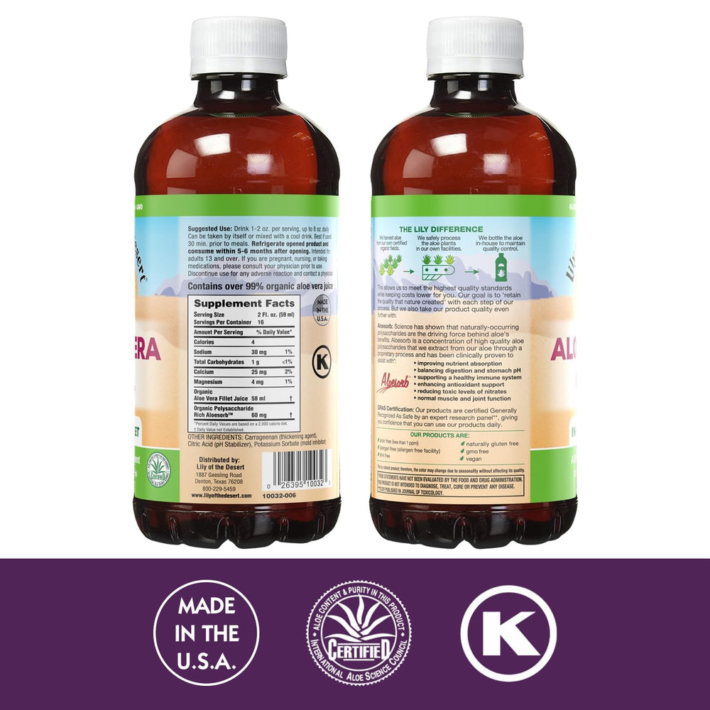 Back view of Lily Of The Desert Aloe Vera Juice 2-Pack packaging
