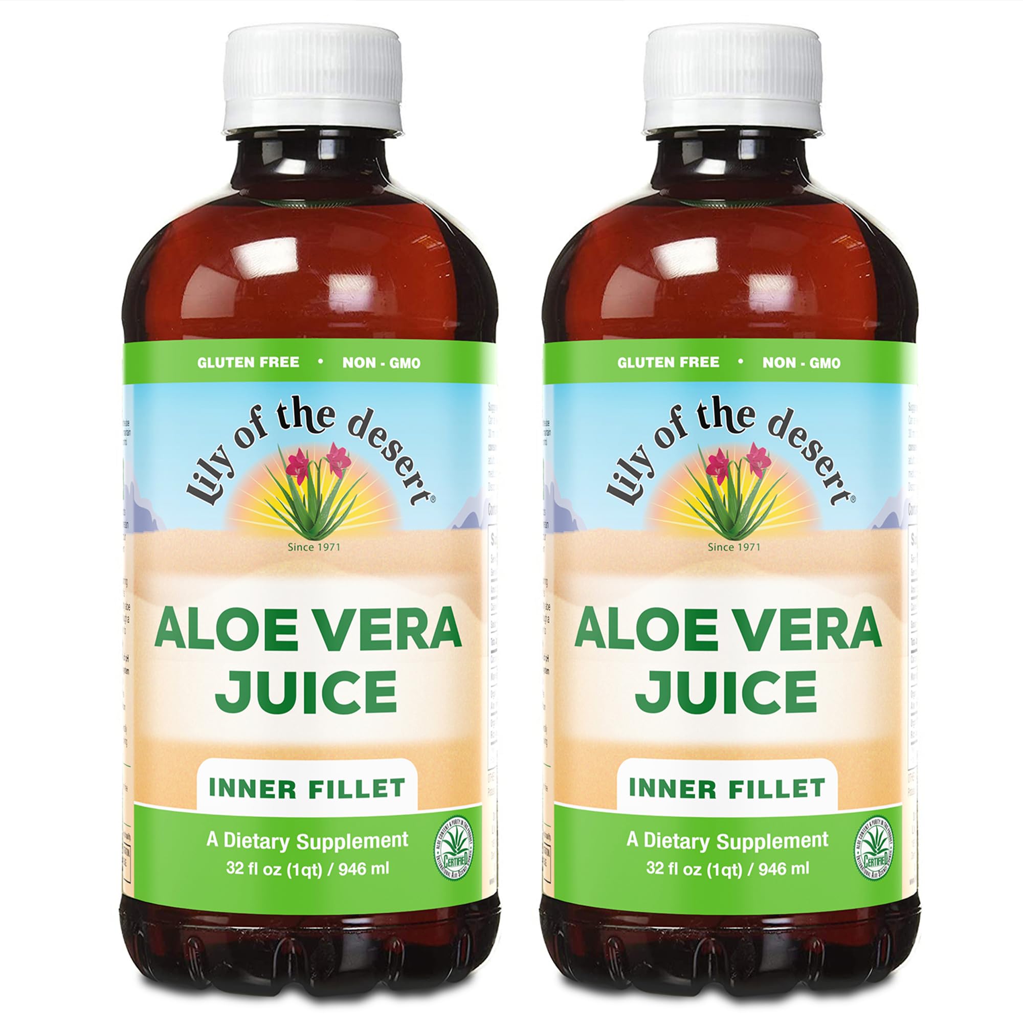 Front view of Lily Of The Desert Organic Aloe Vera Juice 2-Pack (32 oz each)