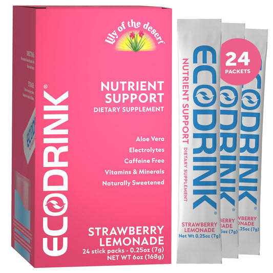 Lily of the Desert EcoDrink Strawberry Lemonade hydration sticks package front view