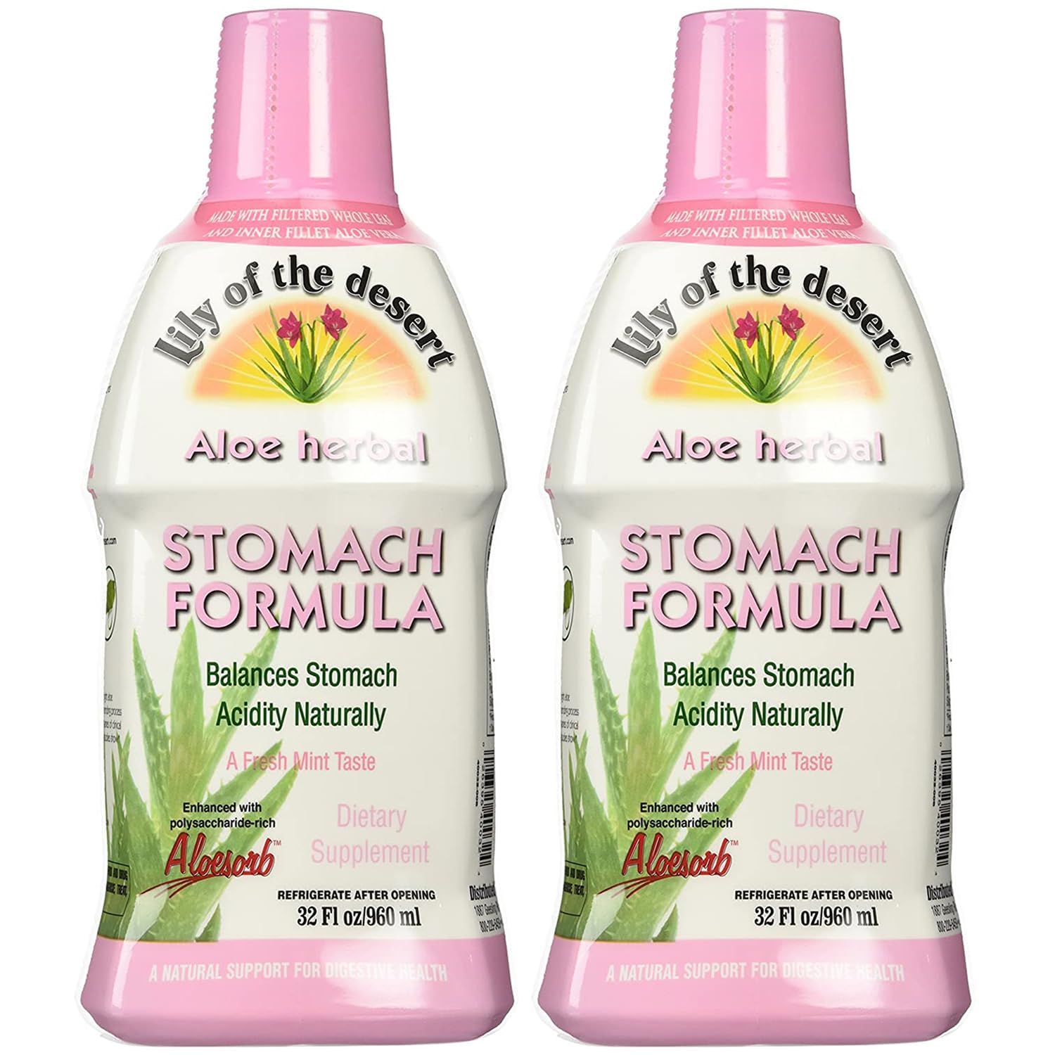 Bottle of Lily of the Desert Stomach Formula with label