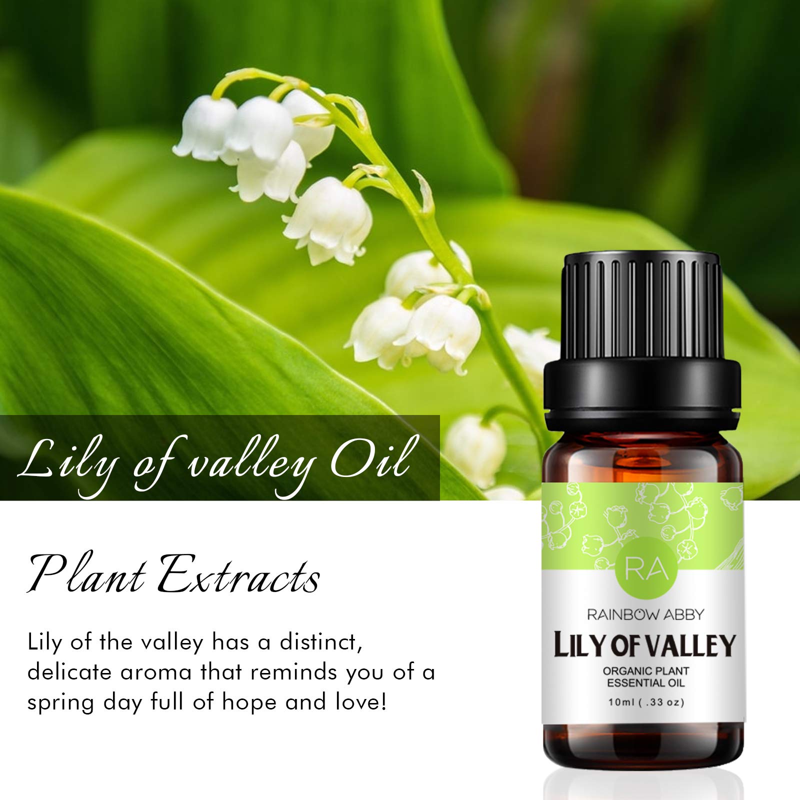 Steam-distilled Lily of the Valley essential oil close-up