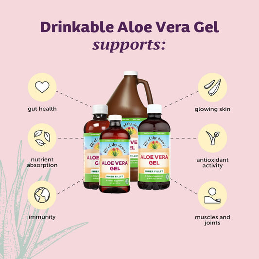 Pouring drinkable aloe vera gel into a glass