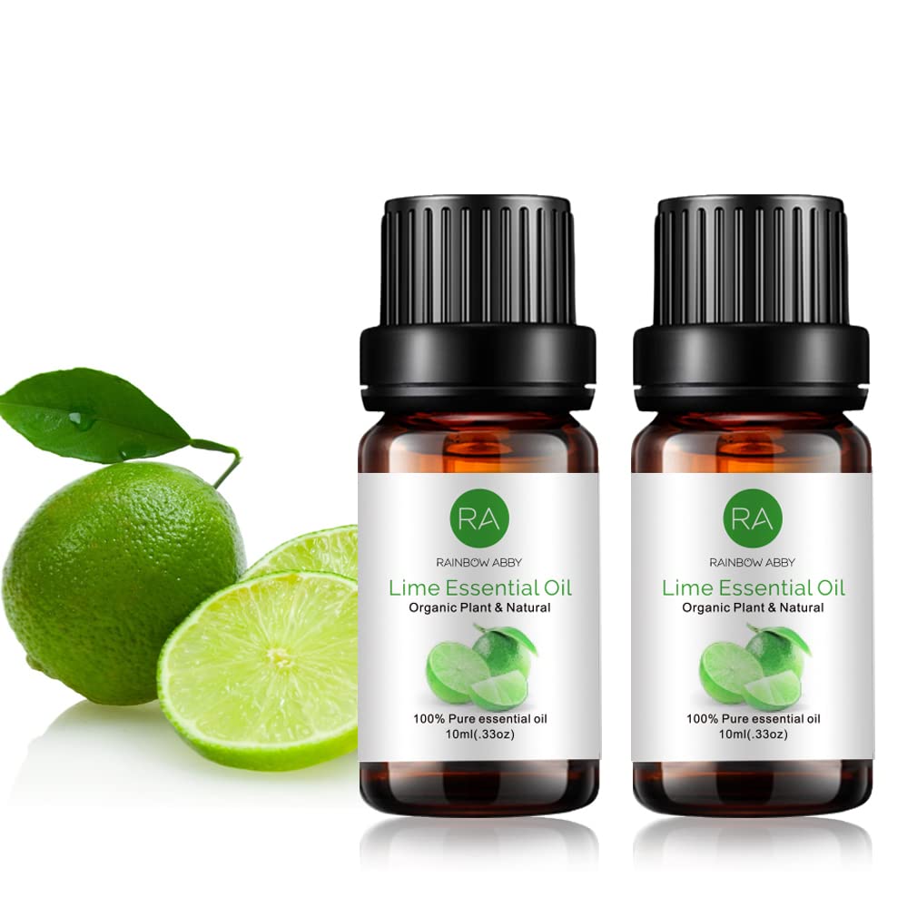 Two 10 mL bottles of Lime Essential Oil in packaging