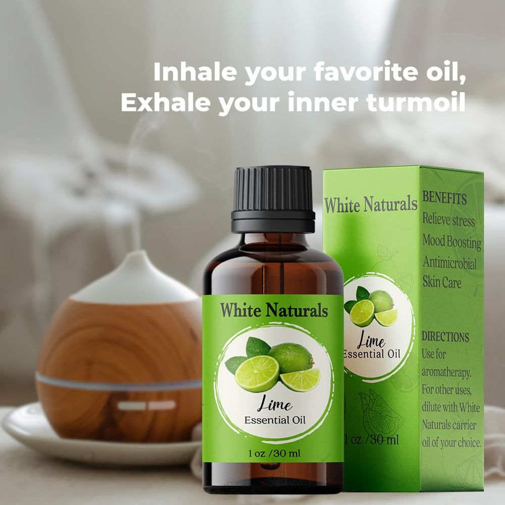 Lime essential oil used in skincare routine (diluted with carrier oil)