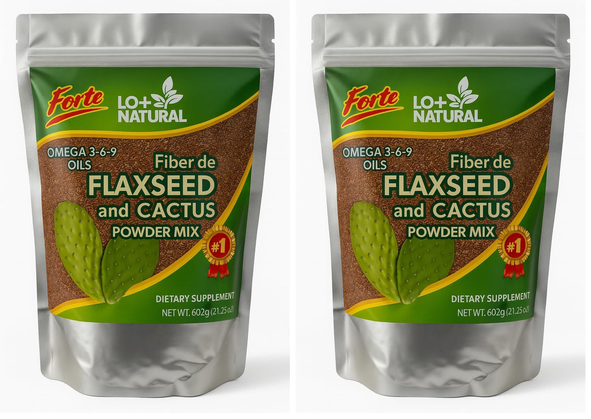 Linaza con Nopal Forte powder blend in a scoop per pack