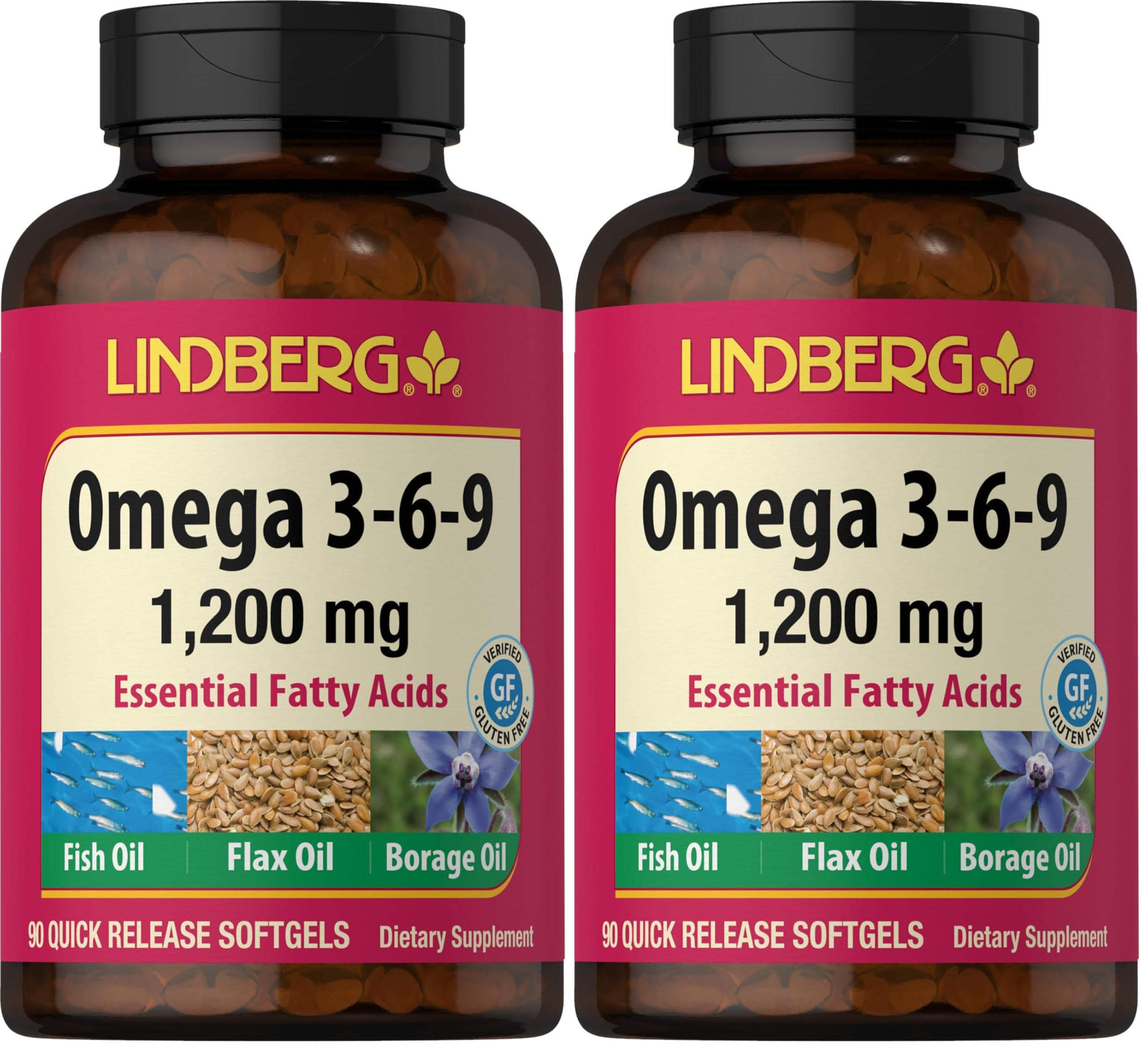 Lindberg Omega 3-6-9 1200mg softgels bottle Pack of 2