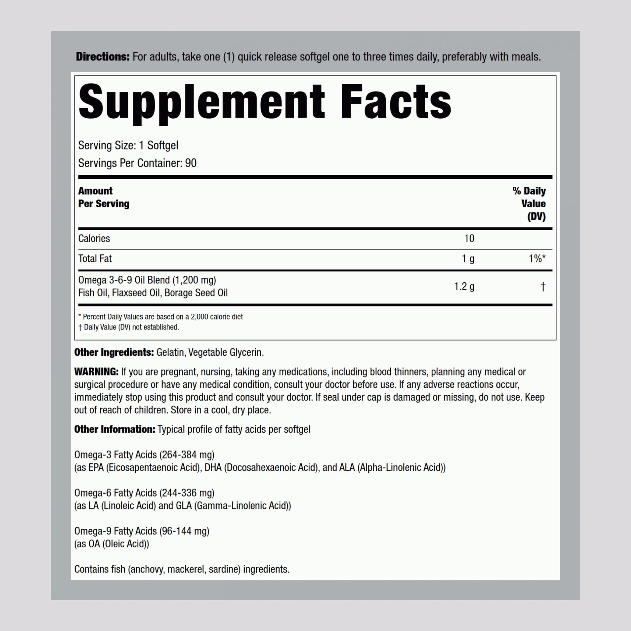 Close-up of Lindberg Omega 3-6-9 softgels