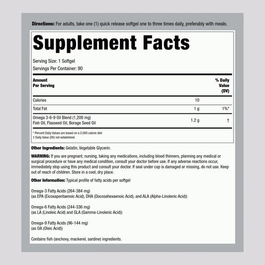 Close-up of Lindberg Omega 3-6-9 softgels