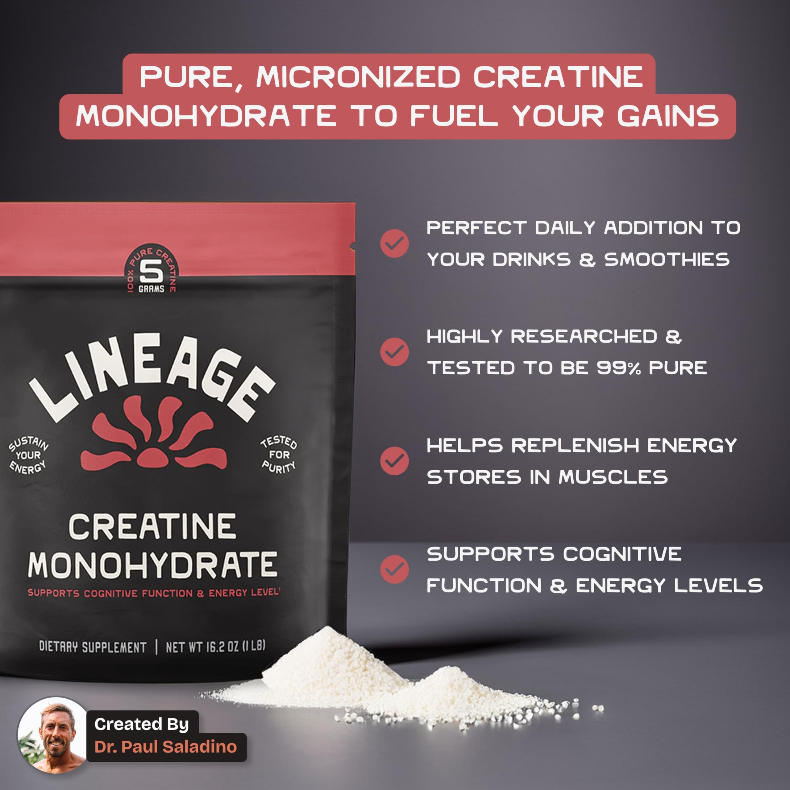 Creatine micronized powder dissolving quickly in water