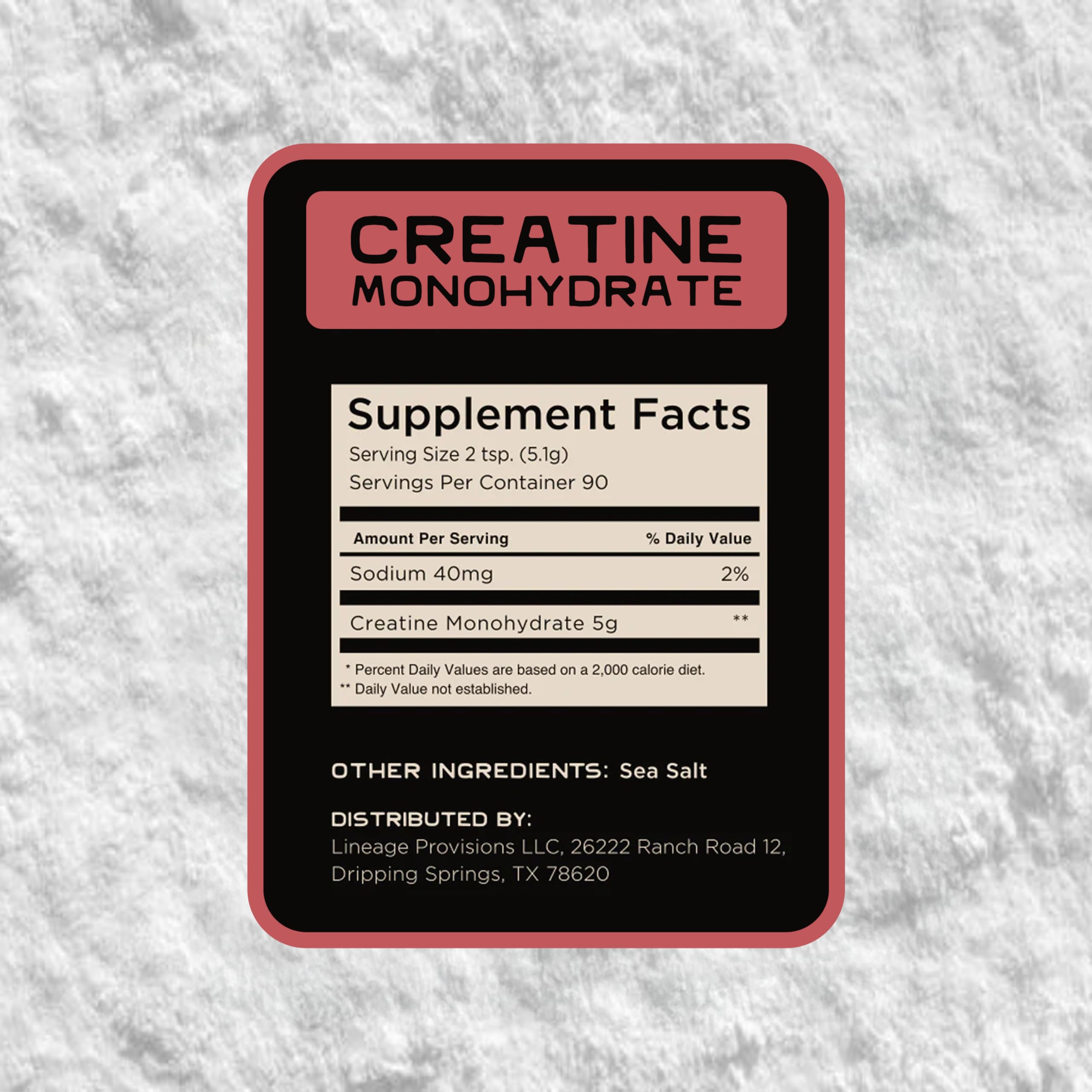 Lineage Provisions label highlights absence of artificial ingredients.