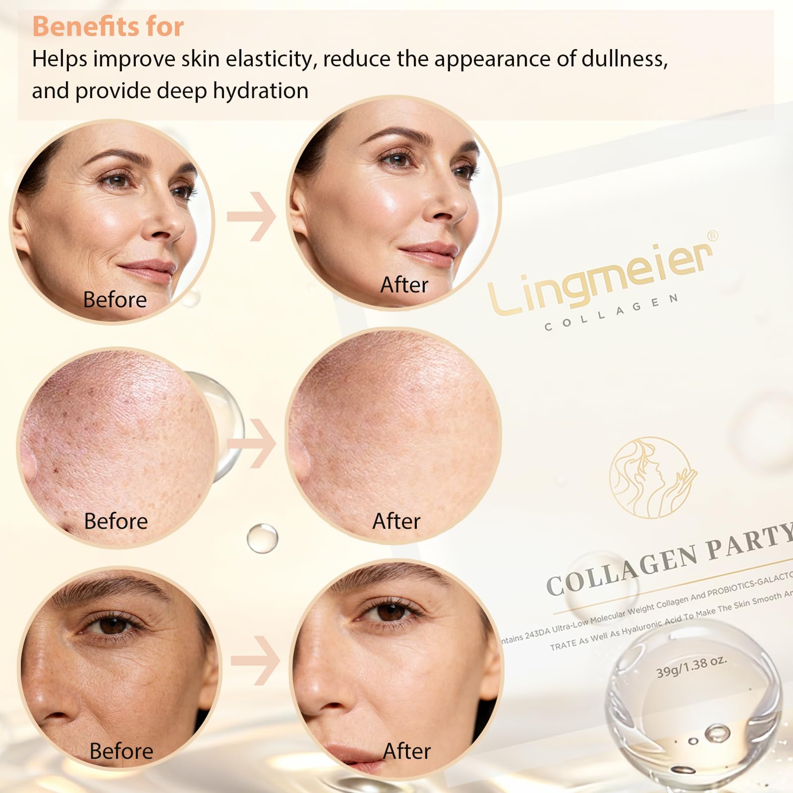 Lingmeier niacinamide detail; gentle brightening for dull skin.
