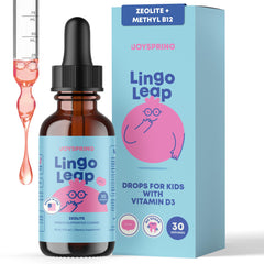 Front view of JoySpring LingoLeap bottle with label
