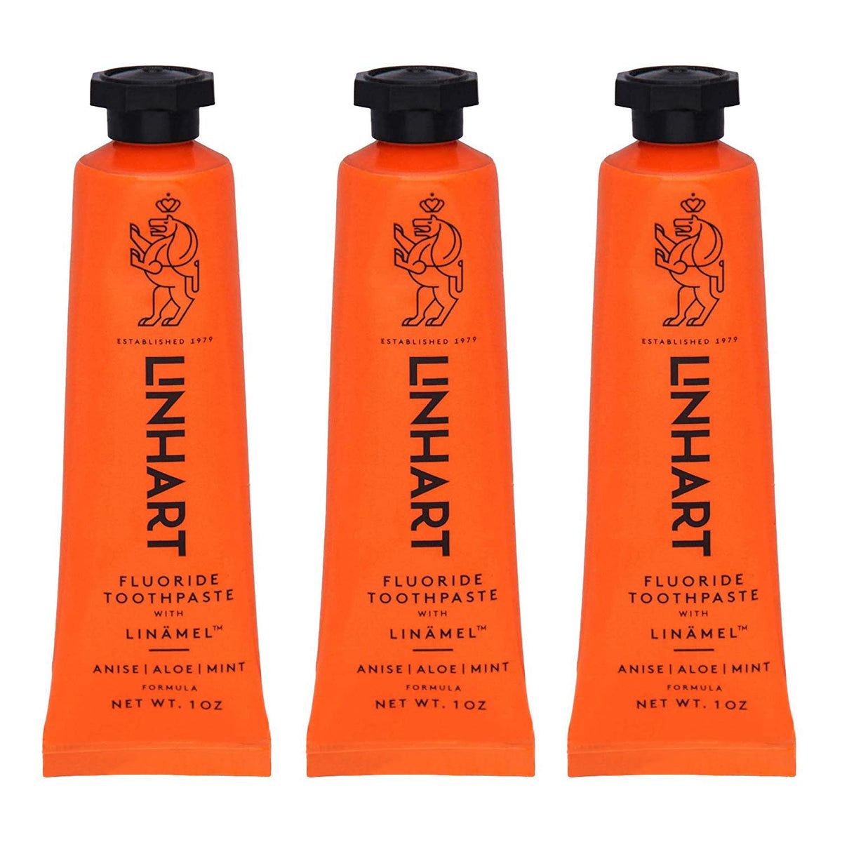 LINHART Travel Toothpaste 3-pack packaging with mint flavor