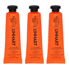 LINHART Travel Toothpaste 3-pack packaging with mint flavor