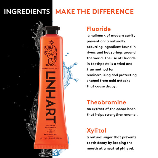 Three 1-ounce LINHART toothpaste tubes for travel