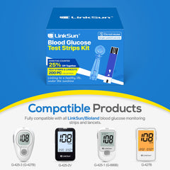 LinkSun 100-lancets-kit showing sterile lancets for minimal discomfort.