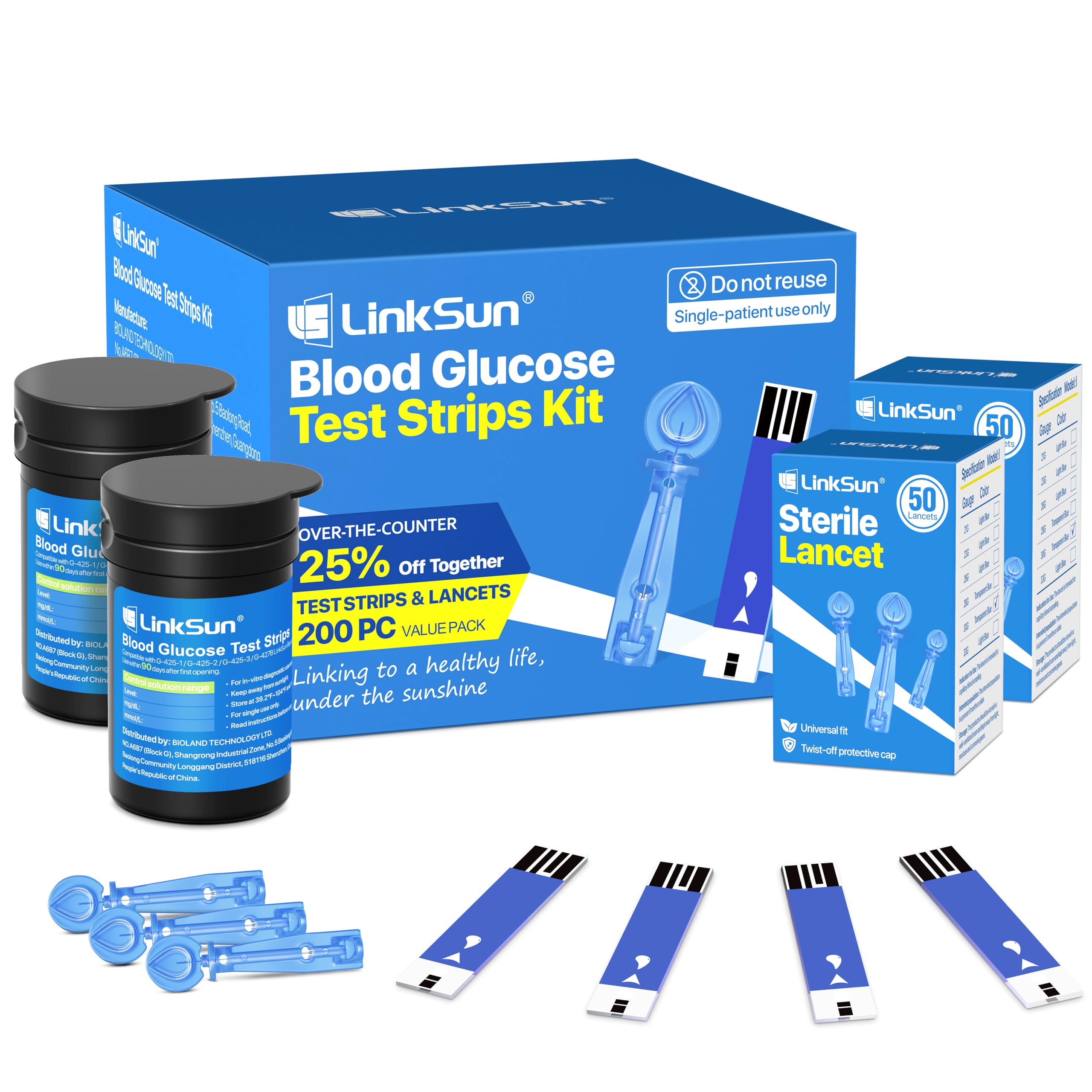 LinkSun 100 test-strips-pack for dependable at-home glucose monitoring.