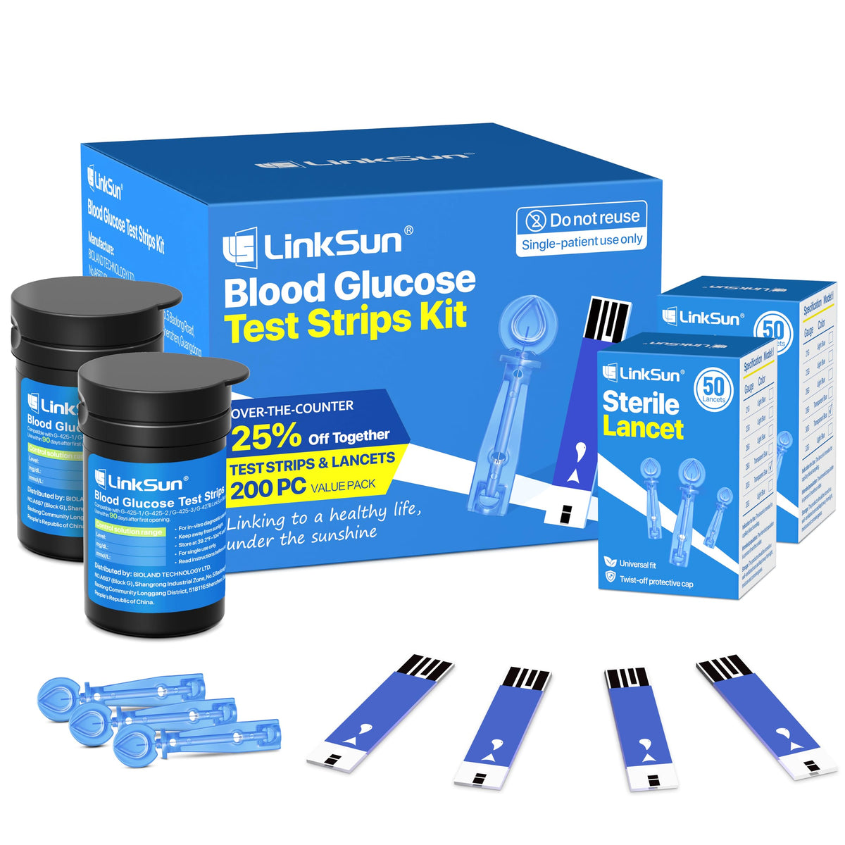 LinkSun 100 test-strips-pack for dependable at-home glucose monitoring.