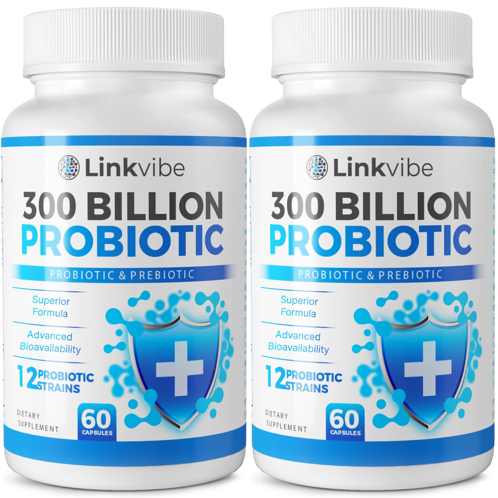 Linkvibe Probiotic 300 Billion CFU bottle with shelf-stable packaging for daily use