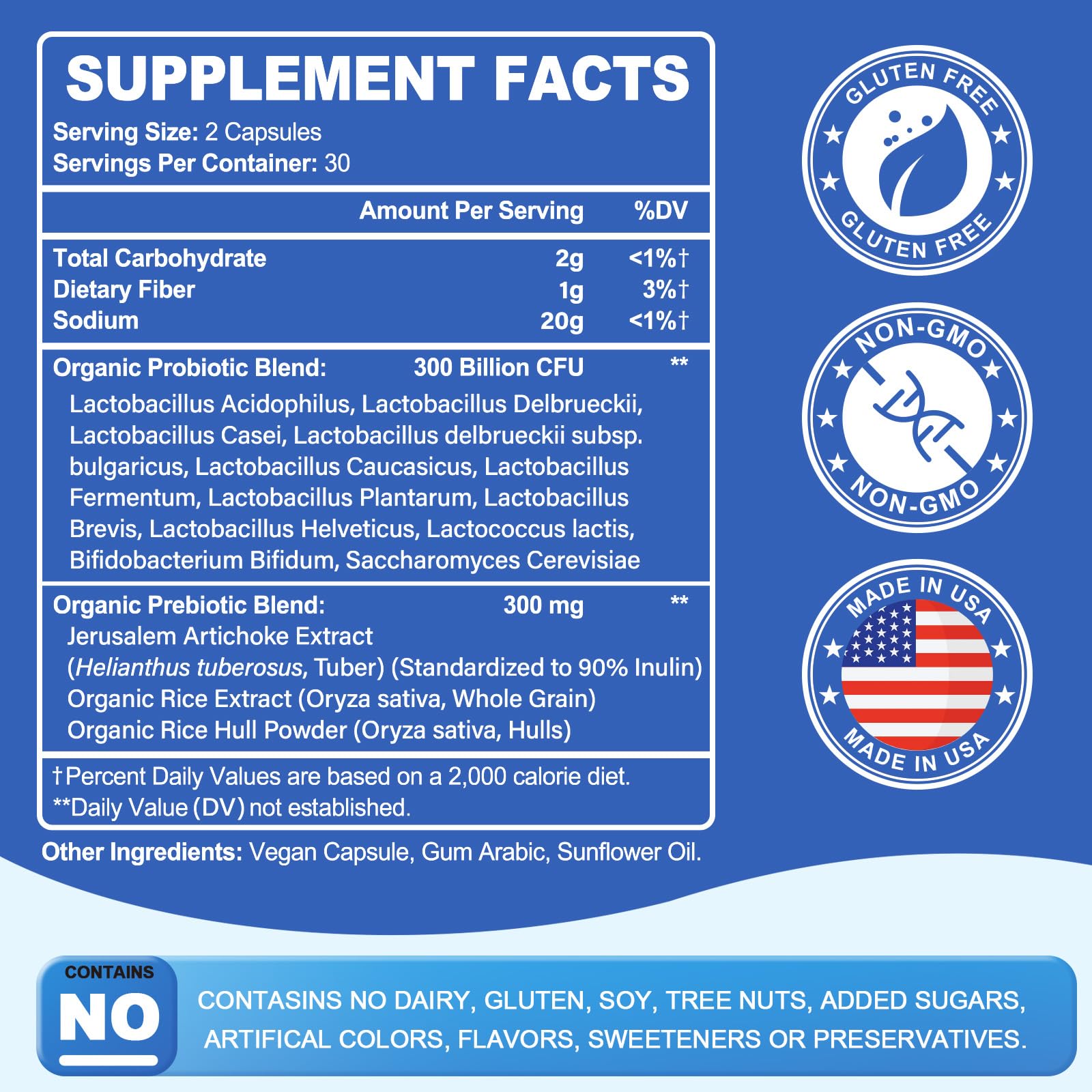 Organic prebiotic ingredients for Linkvibe probiotic formula