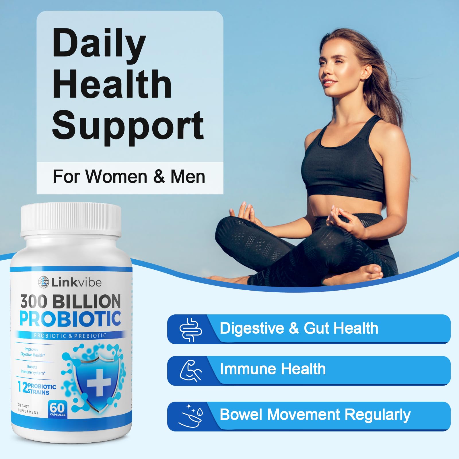 Linkvibe Probiotic organic prebiotic blend supporting friendly gut bacteria
