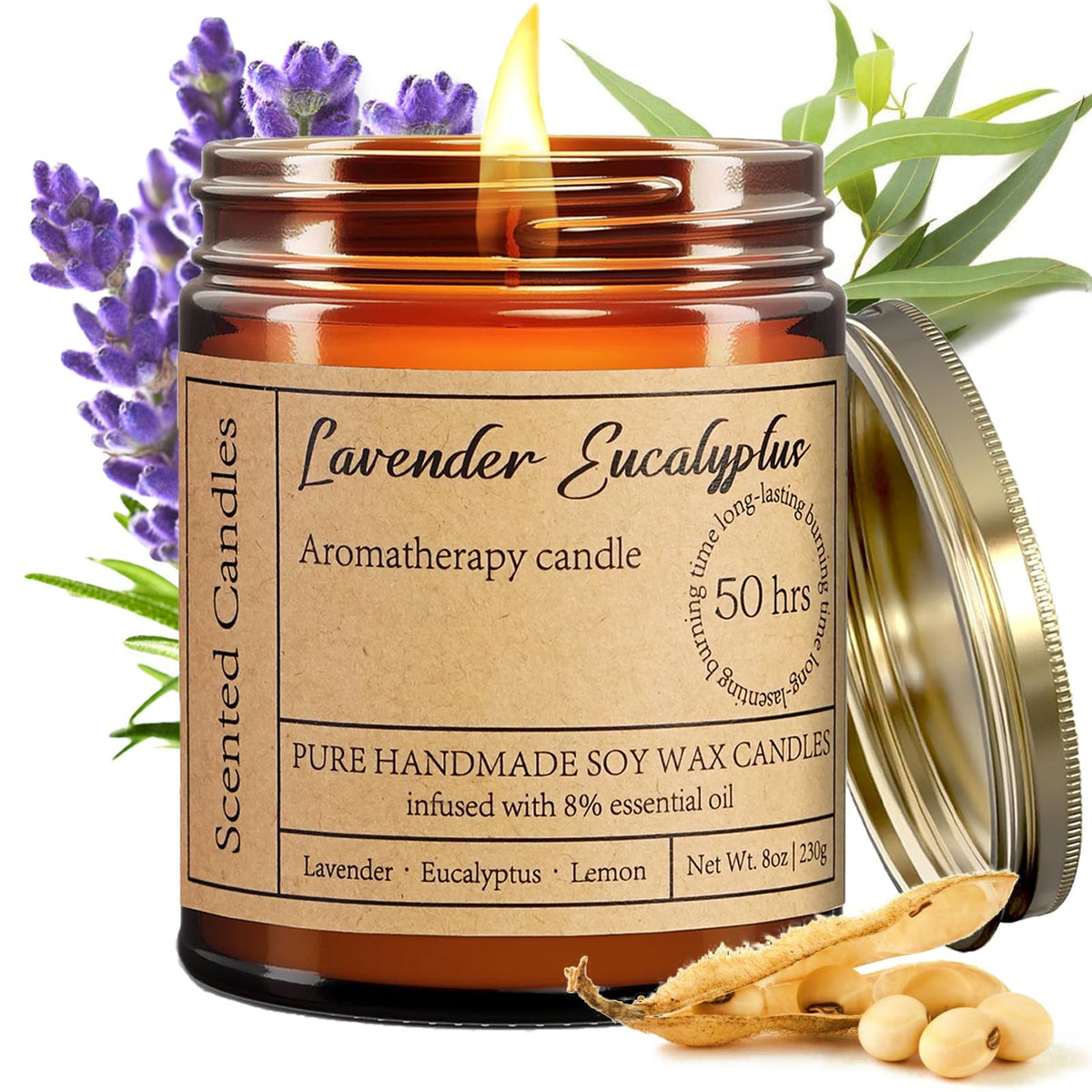 Liofeve Lavender Eucalyptus 8oz candle in jar