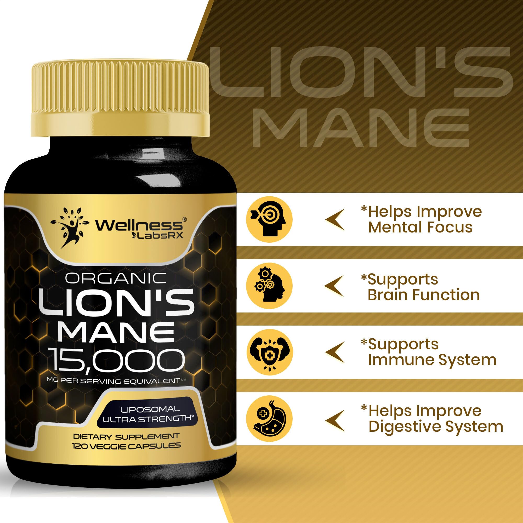 Lion's Mane capsules providing energy and metabolism support
