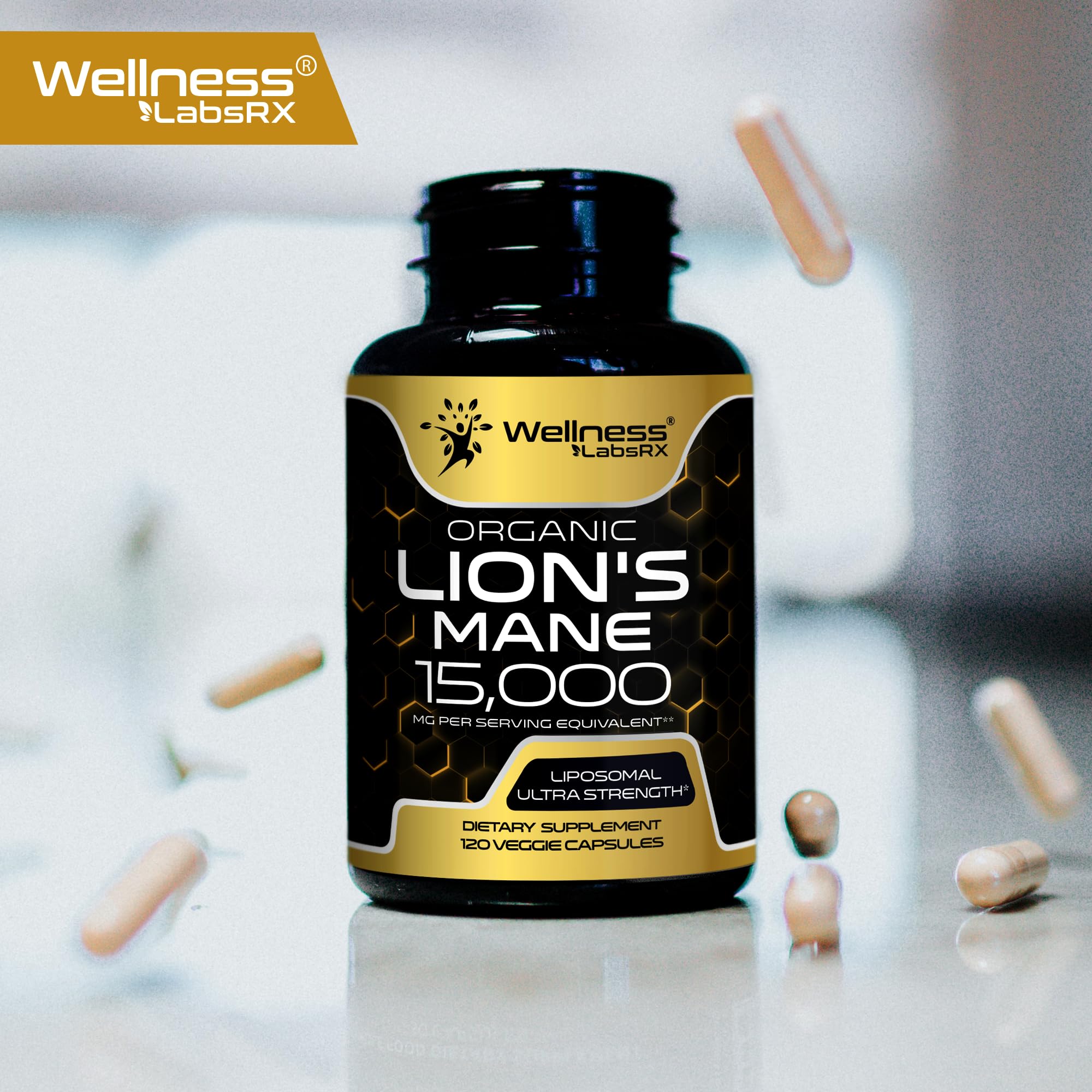 Lion's Mane supplement bottle packaging