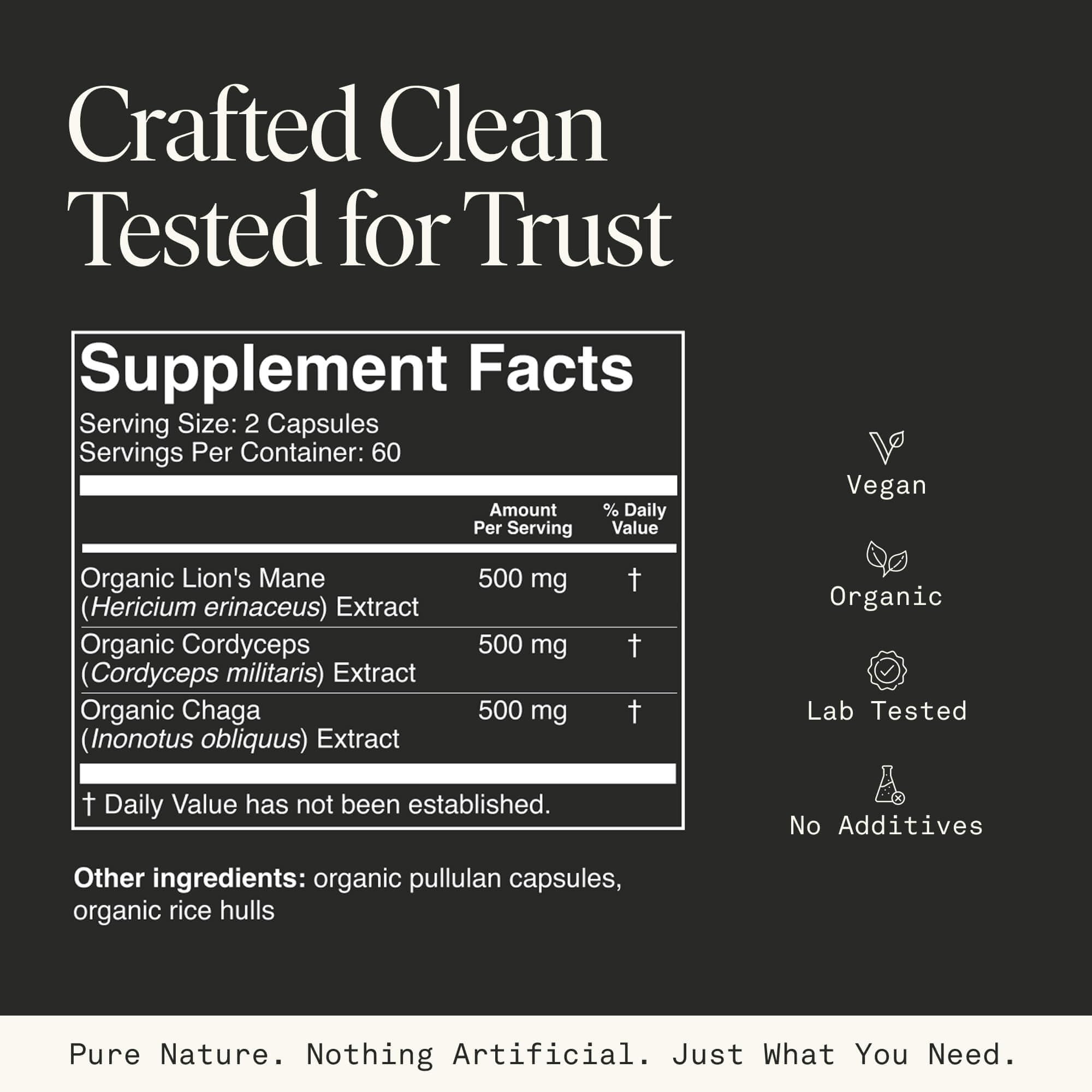 Lions Mane, Cordyceps and Chaga capsules