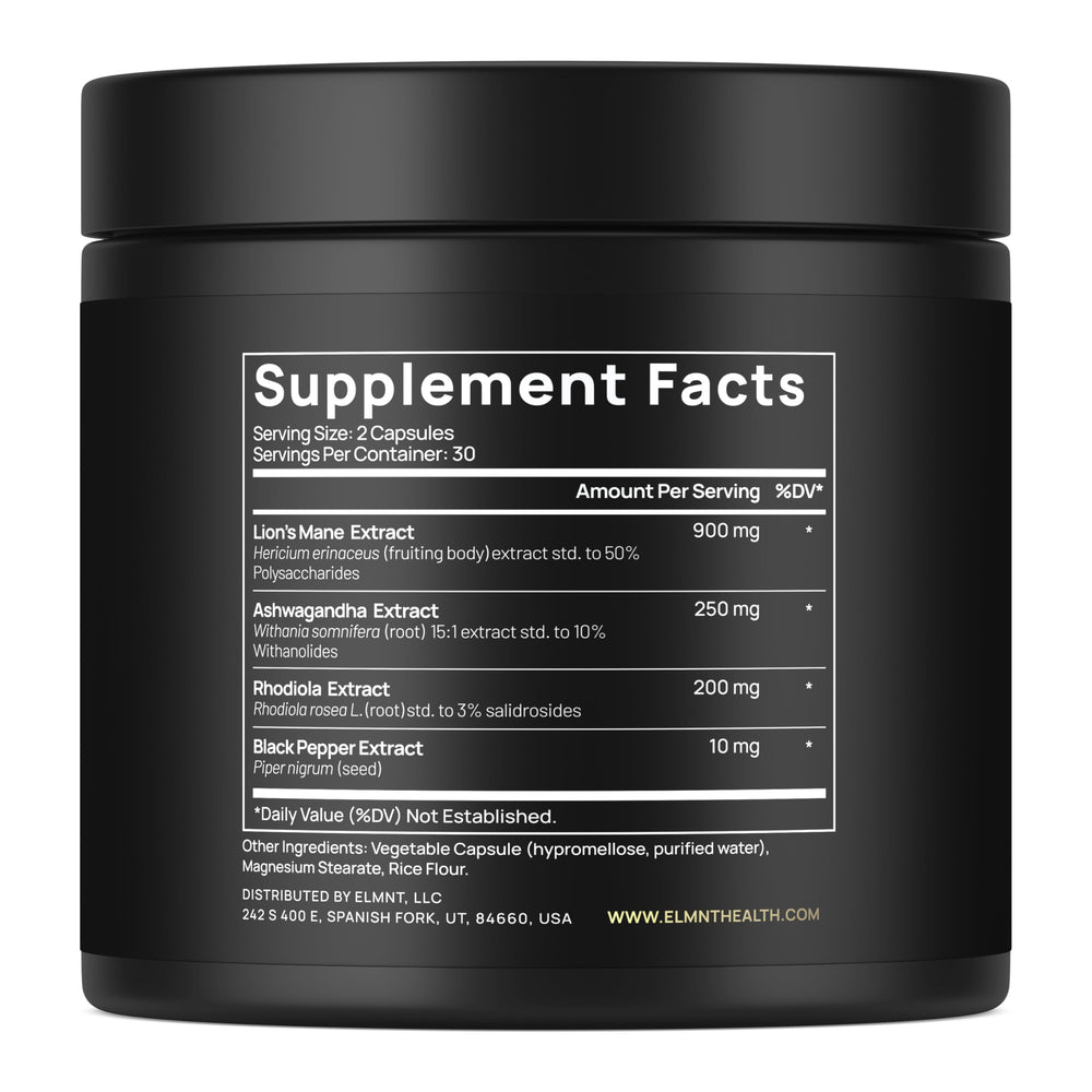 Close-up of Lions Mane extract capsule showing 50% polysaccharides