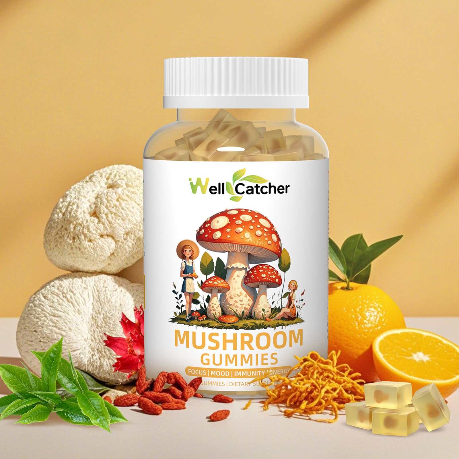 Digestive health concept with gut illustration