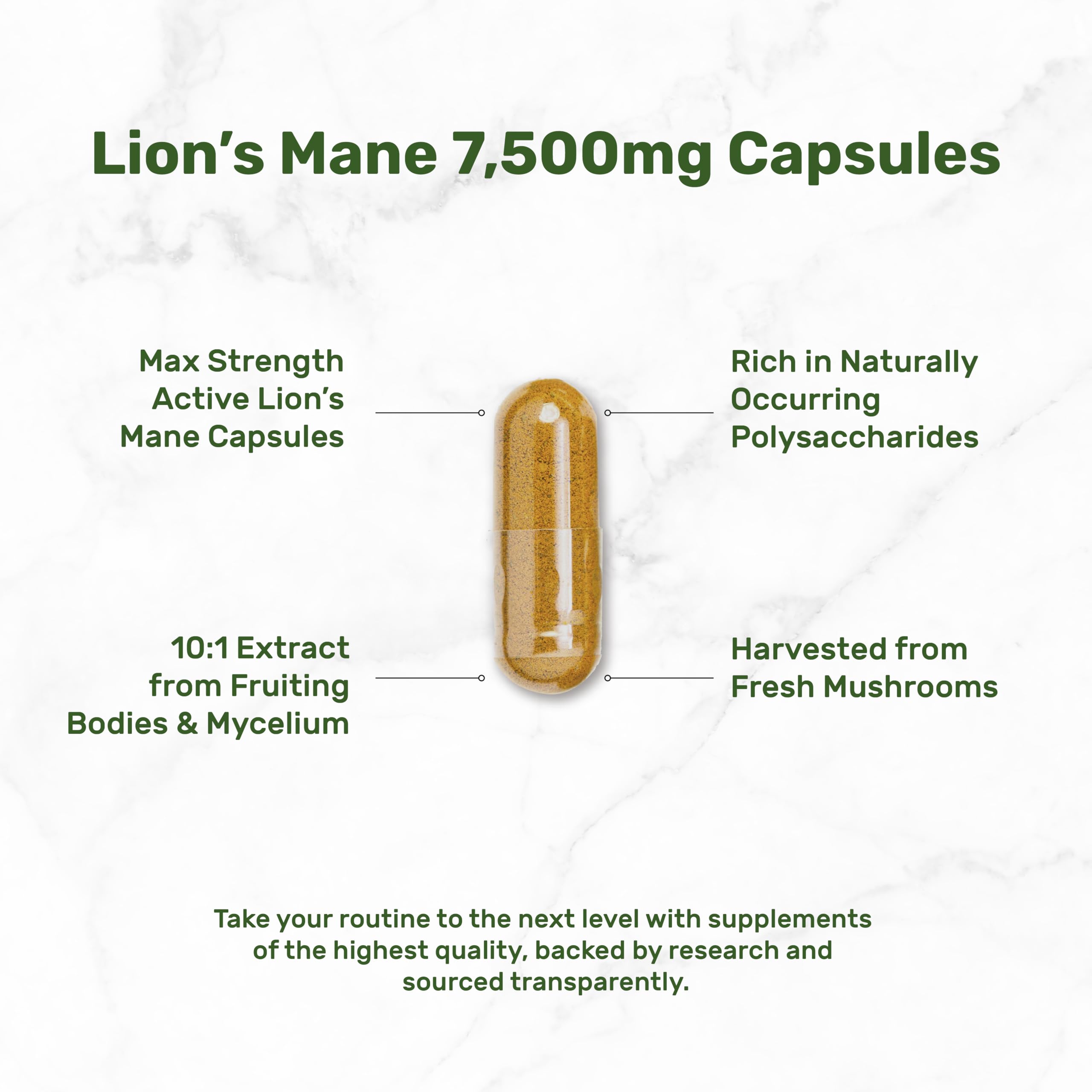 Serving size illustration showing two capsules per dose