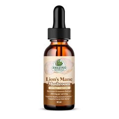 1oz bottle of Lion’s Mane Mushroom Extract Tincture, 250mg per serving