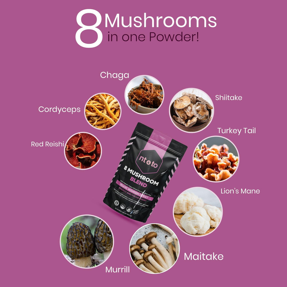 Lion's Mane and Cordyceps organic mushroom powders for brain health